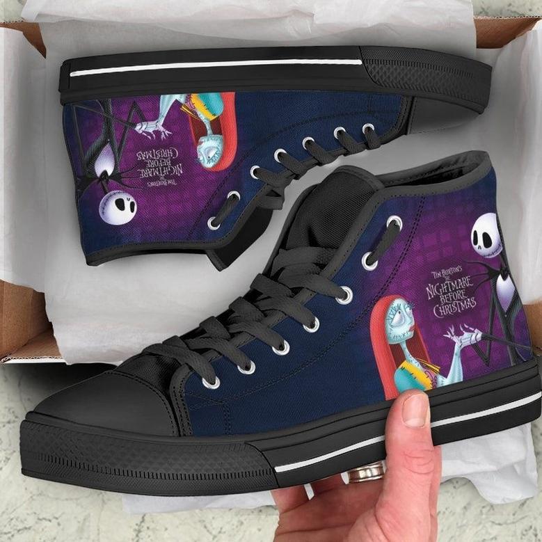 Jack And Sally Christmas Design Art For Fan Sneakers Black High Top Shoes For Men And Women