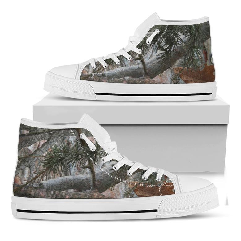 Jungle Hunting Camouflage Print White High Top Shoes
