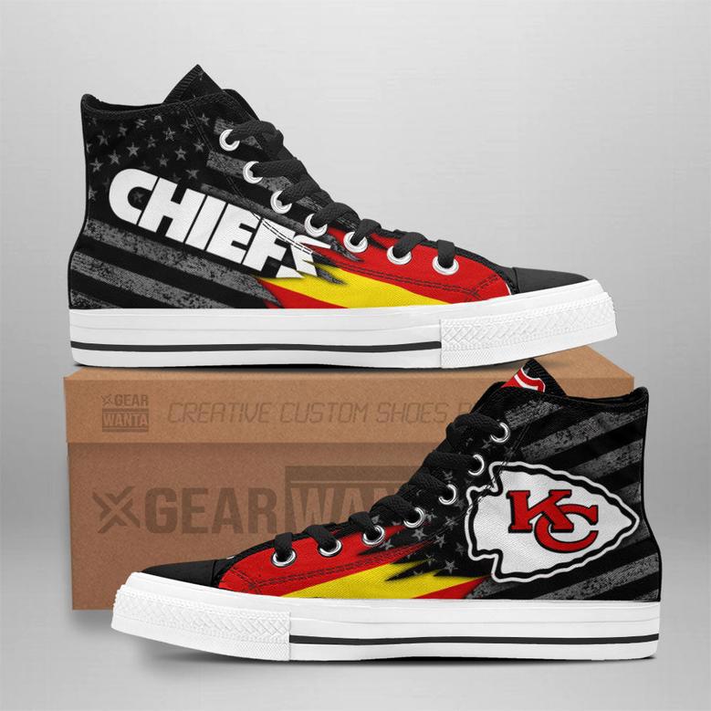 Kansas City Chiefs High Top Shoes Custom American Flag Sneakers