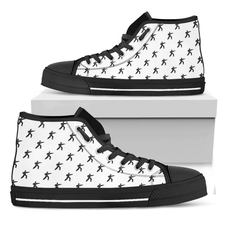 Karate Fighter Pattern Print Black High Top Shoes