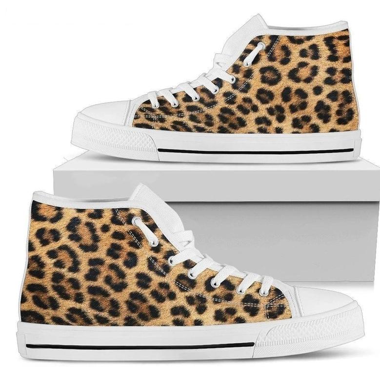 Leopard Fur Print Women's High Top Shoes Funny Gift Idea