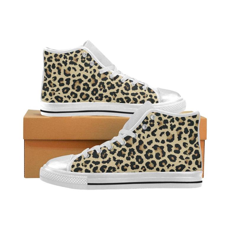 Leopard print design pattern Women's High Top Shoes White