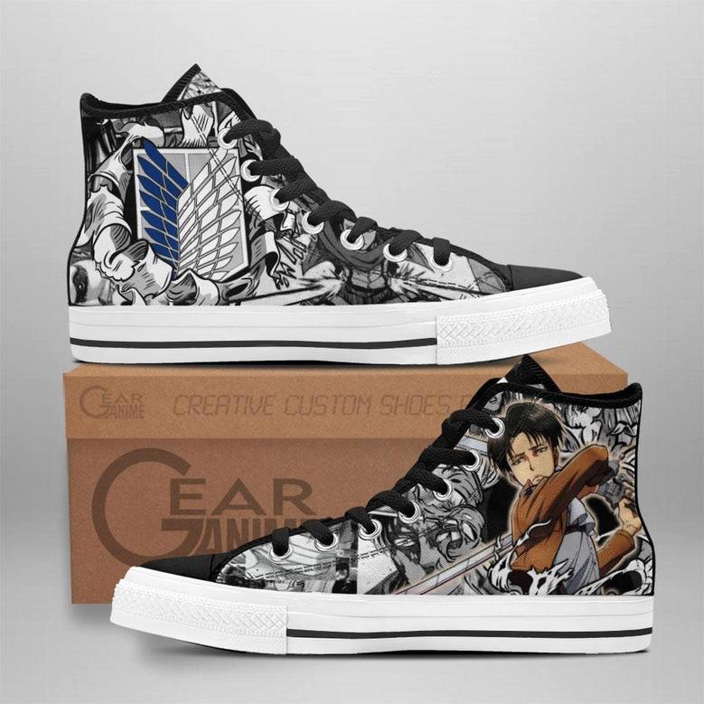 Levi Ackerman High Top Shoes Custom Anime Attack On Titan Sneakers