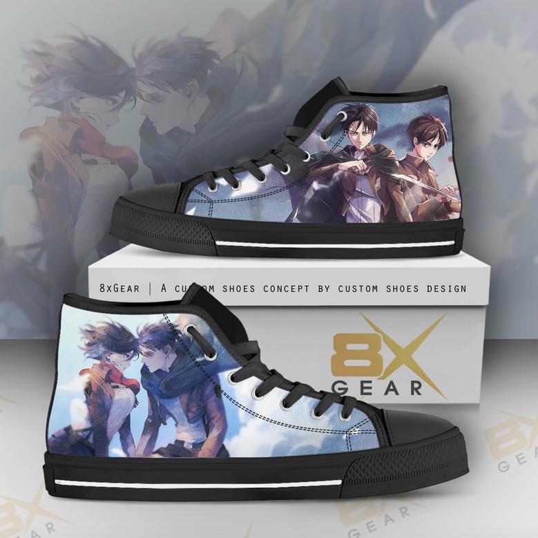 Levi And Mikasa Ackerman High Top Shoes Ackerman Attack On Titan