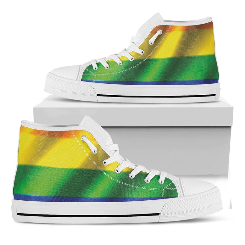 Lgbt Pride Rainbow Flag Print White High Top Shoes