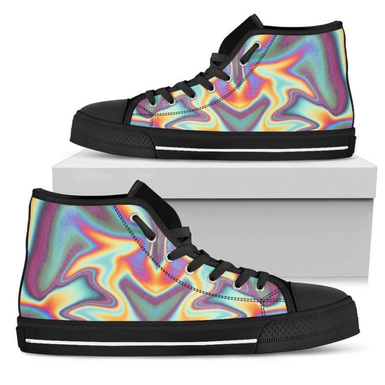Liquid Holographic Trippy Print Women's High Top Shoes