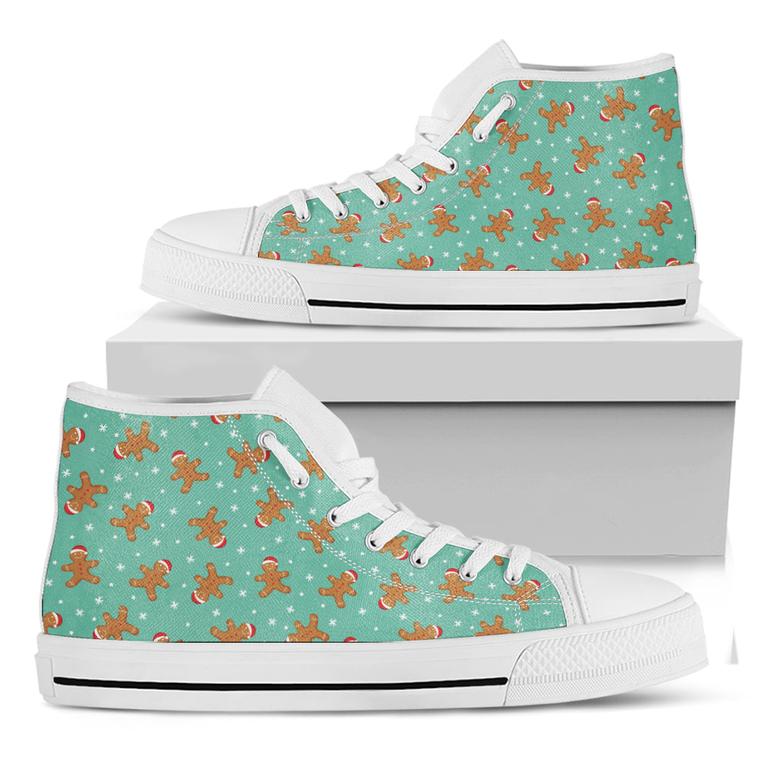 Little Gingerbread Man Pattern Print White High Top Shoes