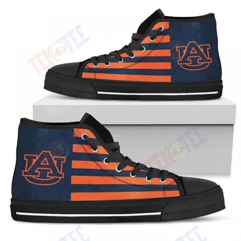 Mens Womens American Flag Auburn Tigers High Top Shoes