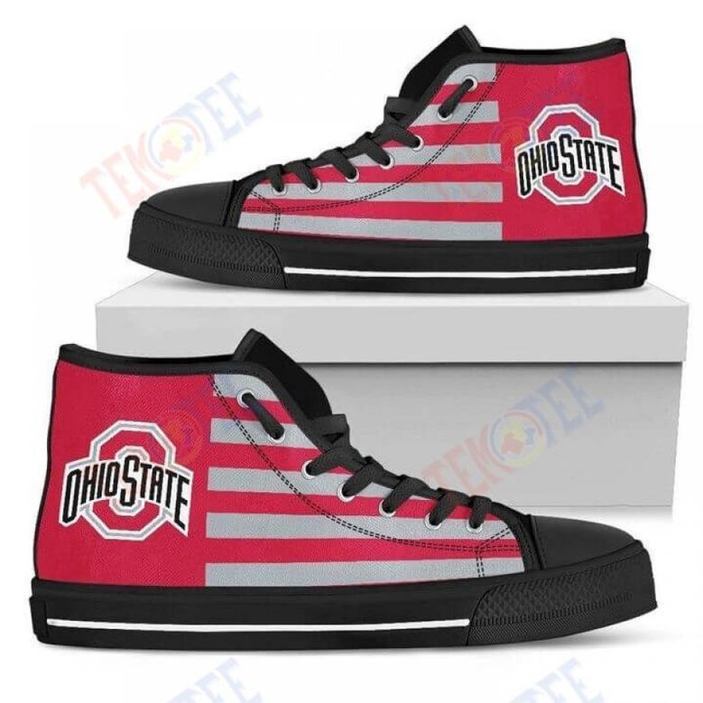 Mens Womens American Flag Ohio State Buckeyes High Top Shoes