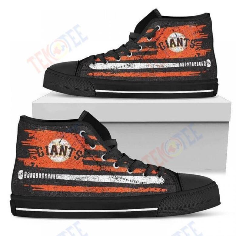 Mens Womens American Flag Vintage Baseball San Francisco Giants High Top Shoes