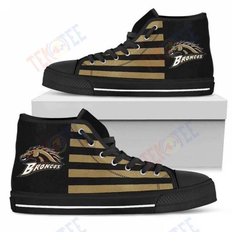 Mens Womens American Flag Western Michigan Broncos High Top Shoes