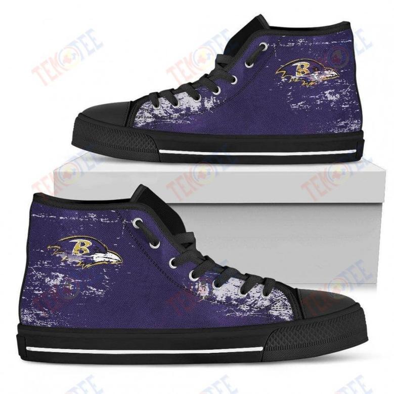 Mens Womens Baltimore Ravens High Top Shoes Grunge Vintage Logo Printable