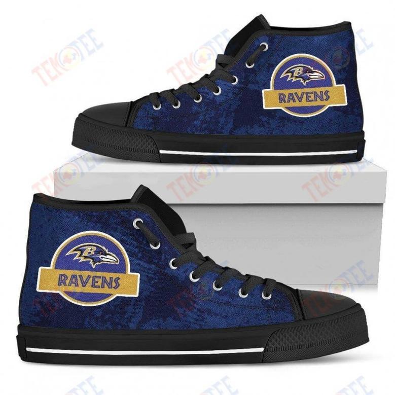 Mens Womens Baltimore Ravens High Top Shoes Jurassic Parktop Quality