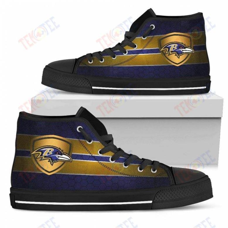 Mens Womens Baltimore Ravens High Top Shoes The Shield Shoes