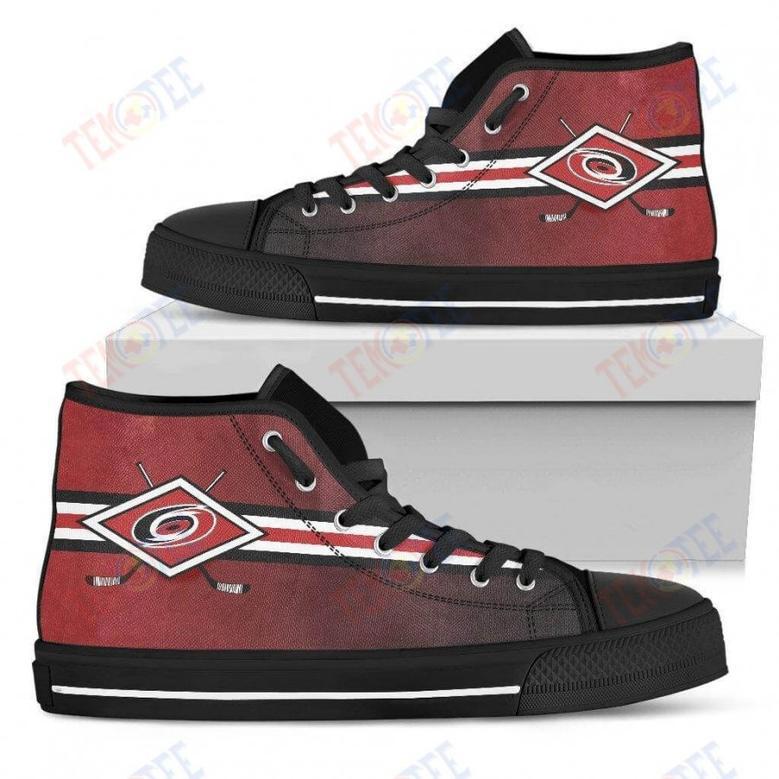 Mens Womens Carolina Hurricanes High Top Shoes Double Stick Check Shoes