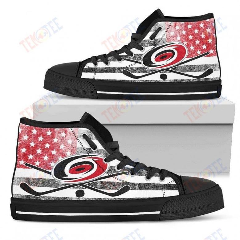 Mens Womens Carolina Hurricanes High Top Shoes Flag Rugbytop Quality