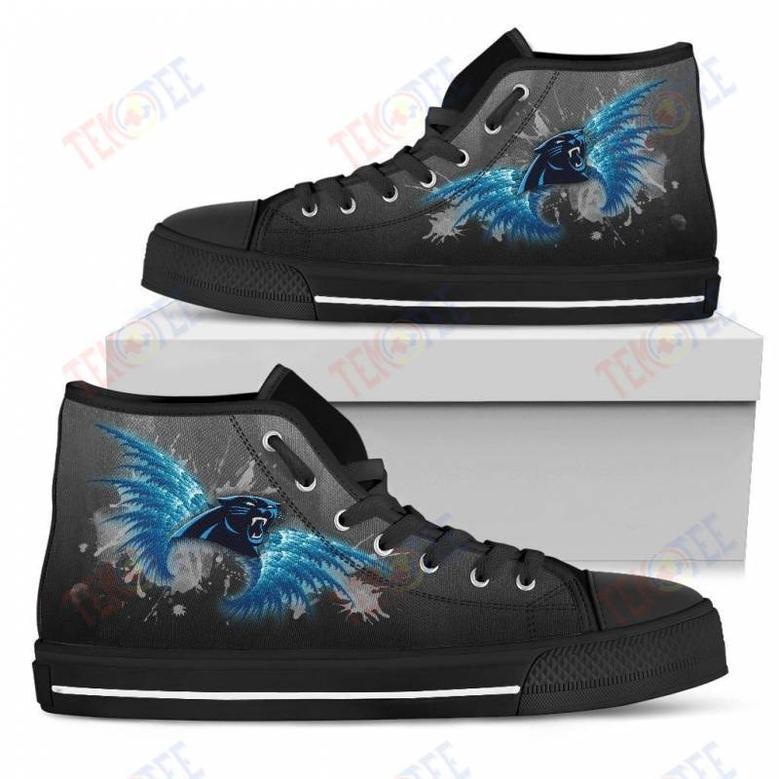 Mens Womens Carolina Panthers High Top Shoes Angel Wings Printable