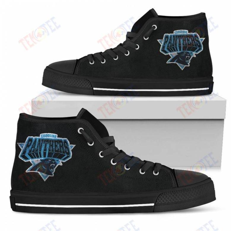 Mens Womens Carolina Panthers High Top Shoes Simple Logoshoes