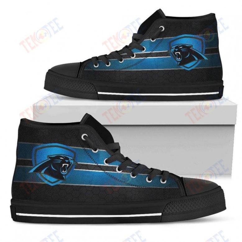 Mens Womens Carolina Panthers High Top Shoes The Shield Shoes