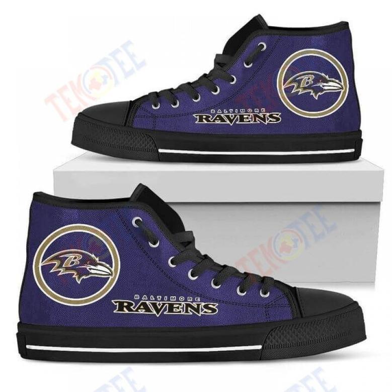 Mens Womens Circle Logo Baltimore Ravens High Top Shoes