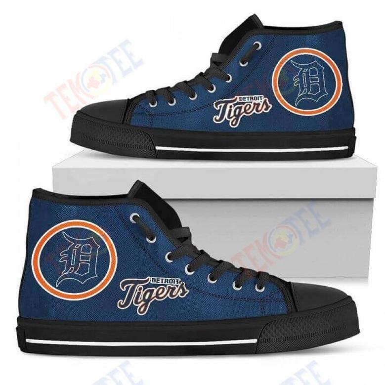 Mens Womens Circle Logo Detroit Tigers High Top Shoes