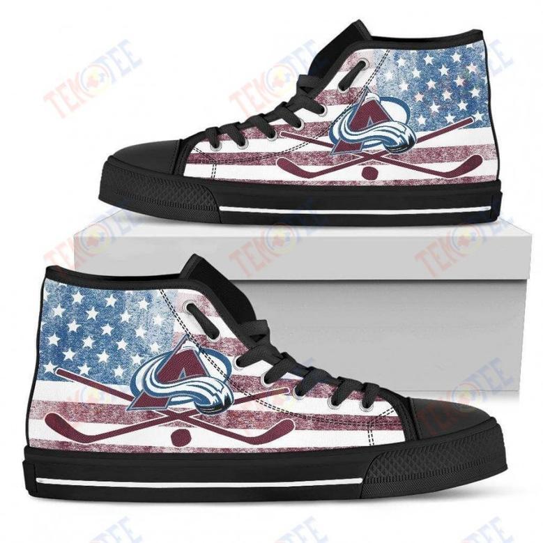 Mens Womens Colorado Avalanche High Top Shoes Flag Rugbytop Quality