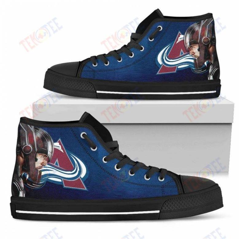 Mens Womens Colorado Avalanche High Top Shoes Thor Head Beside Shoes