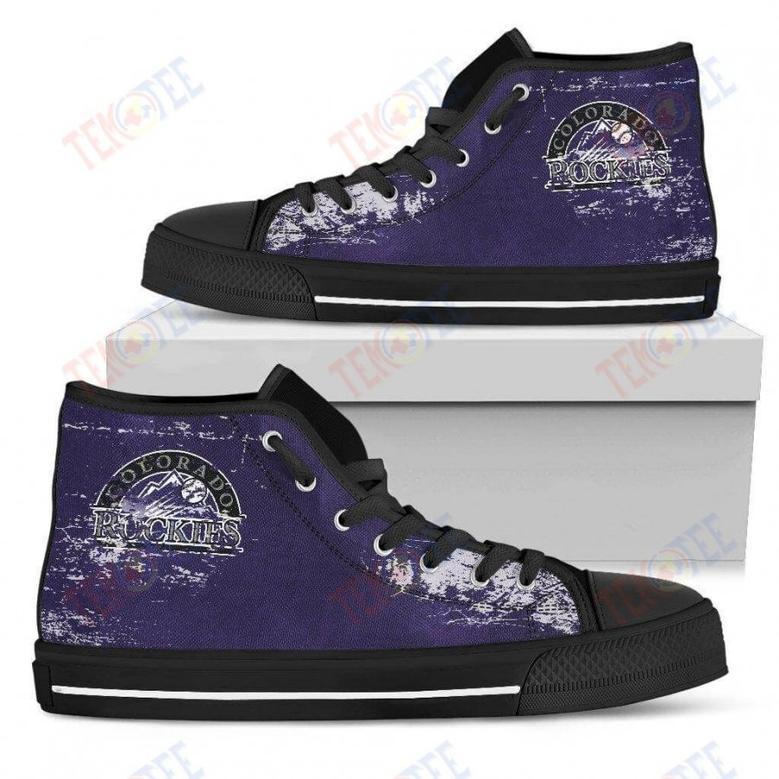 Mens Womens Colorado Rockies High Top Shoes Grunge Vintage Logo Printable