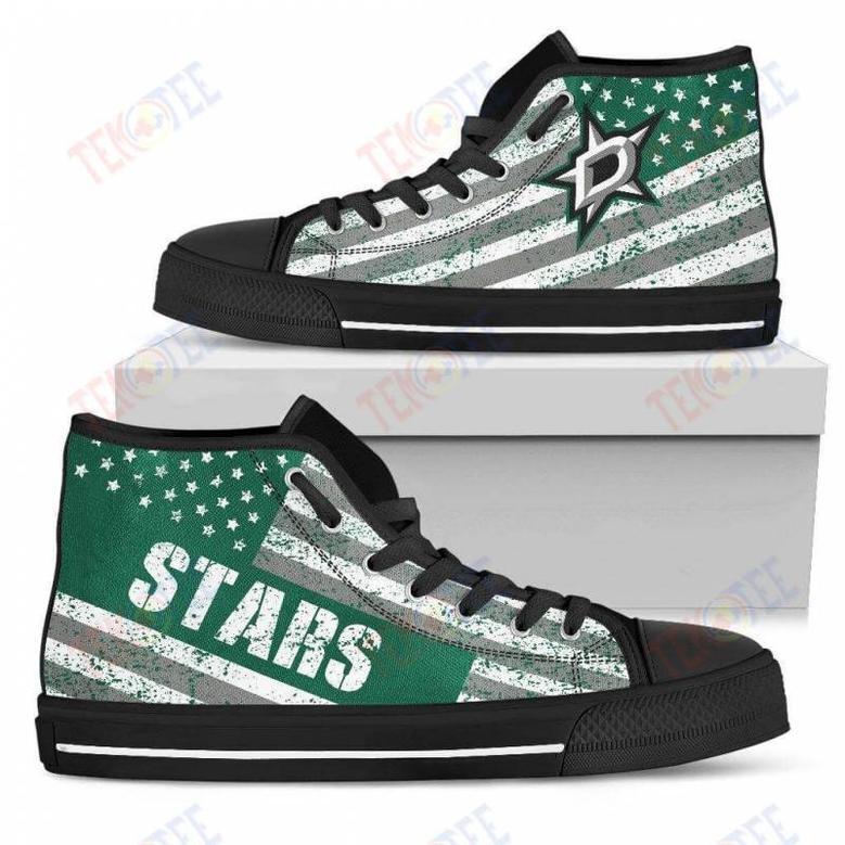 Mens Womens Dallas Stars High Top Shoes America Flag Italic Vintage Style