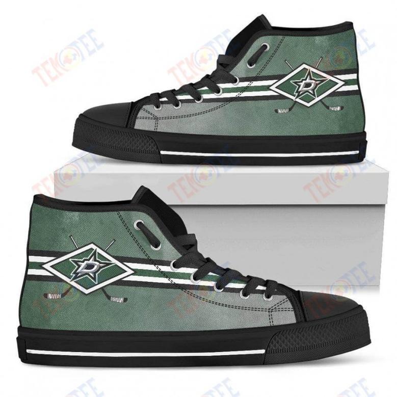 Mens Womens Dallas Stars High Top Shoes Double Stick Check Shoes