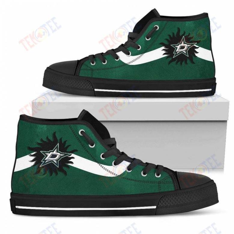 Mens Womens Dallas Stars High Top Shoes Simple Van Sun Flameshoes