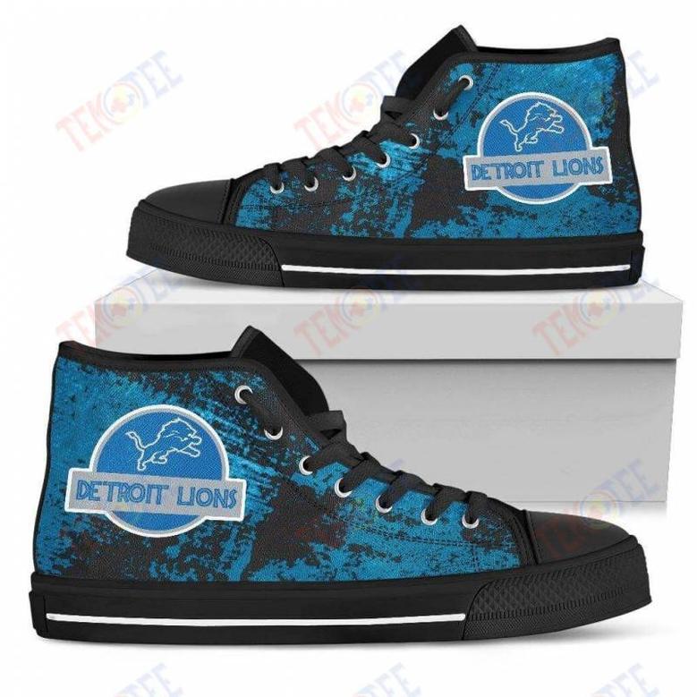 Mens Womens Detroit Lions High Top Shoes Jurassic Parktop Quality