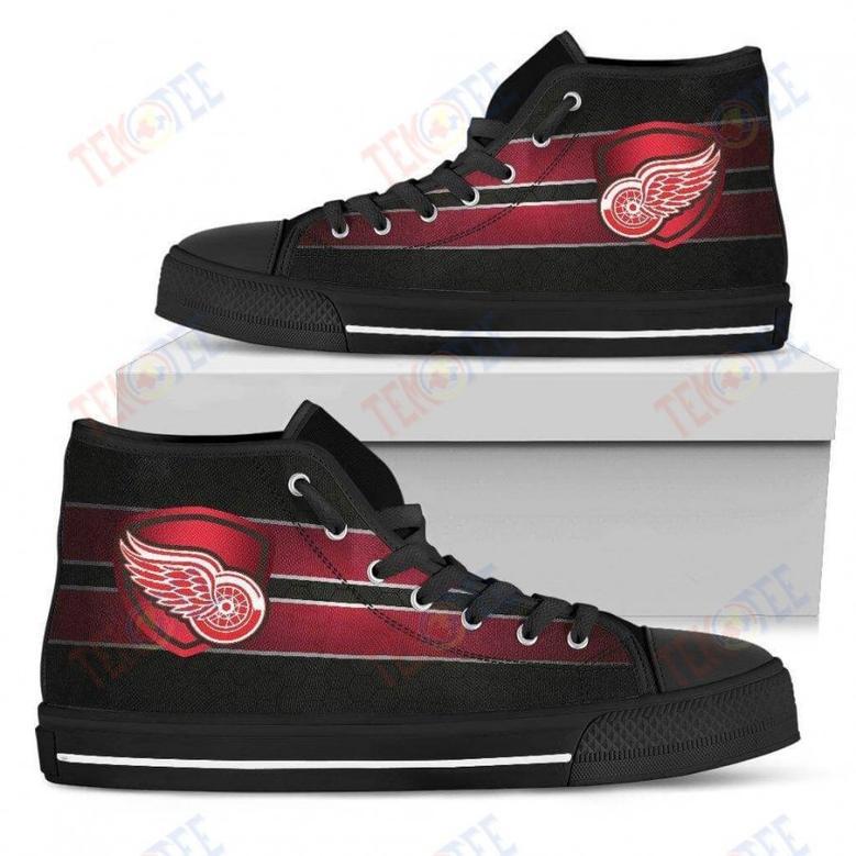 Mens Womens Detroit Red Wings High Top Shoes The Shield Shoes