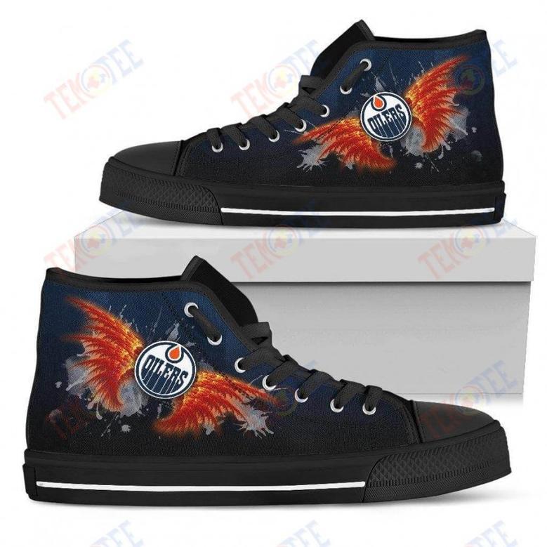 Mens Womens Edmonton Oilers High Top Shoes Angel Wings Printable