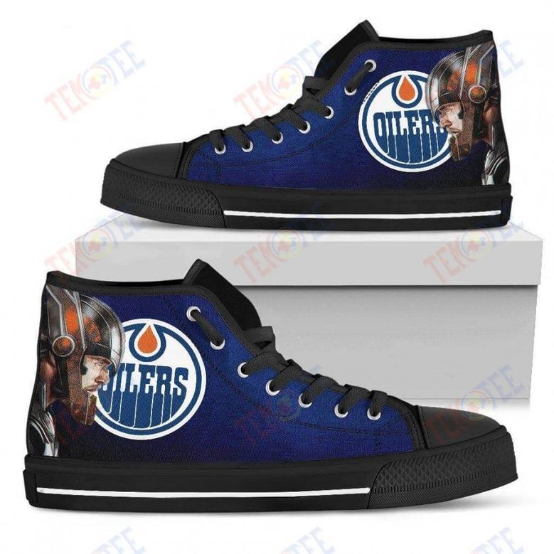 Mens Womens Edmonton Oilers High Top Shoes Thor Head Beside Shoes