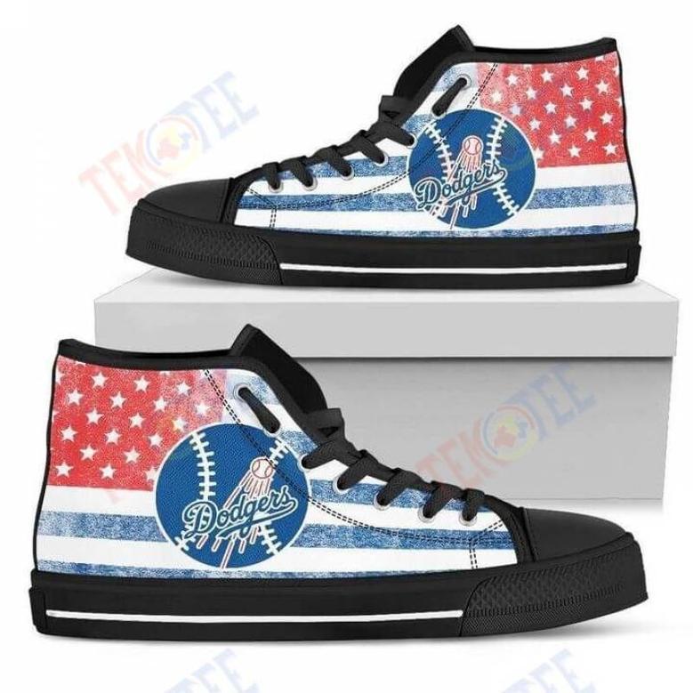 Mens Womens Flag Rugby Los Angeles Dodgers High Top Shoes