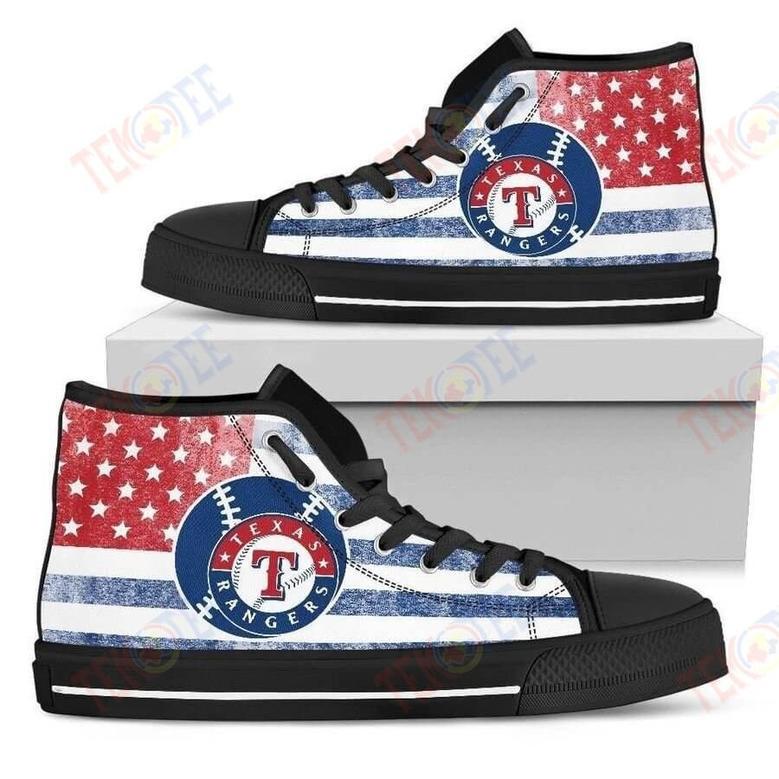 Mens Womens Flag Rugby Texas Rangers High Top Shoes