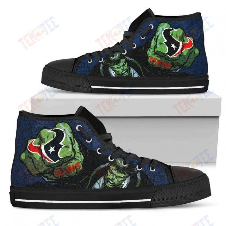 Mens Womens Houston Texans High Top Shoes Hulk Punch Printable