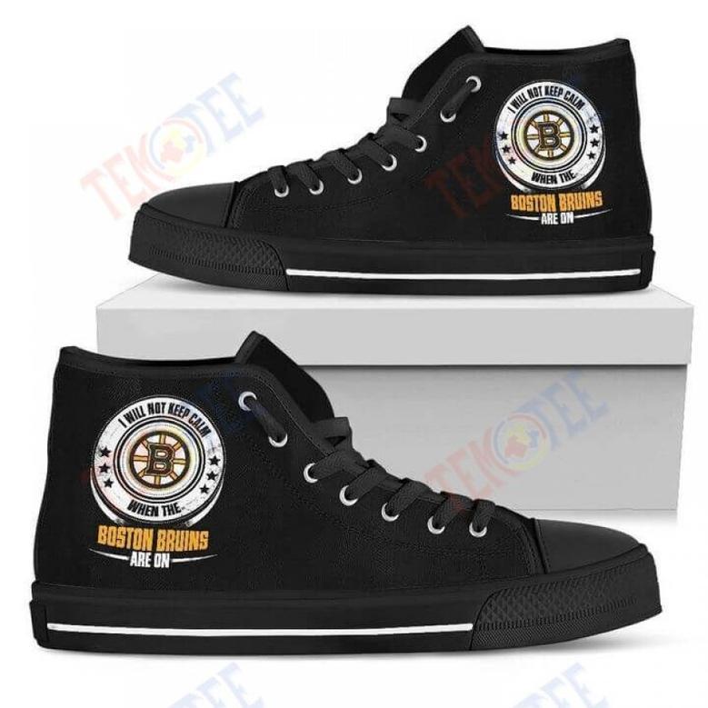 Mens Womens I Will Not Keep Calm Amazing Sporty Boston Bruins High Top Shoes