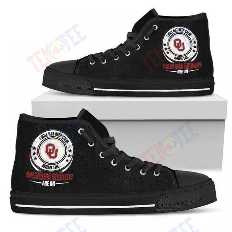 Mens Womens I Will Not Keep Calm Amazing Sporty Oklahoma Sooners High Top Shoes