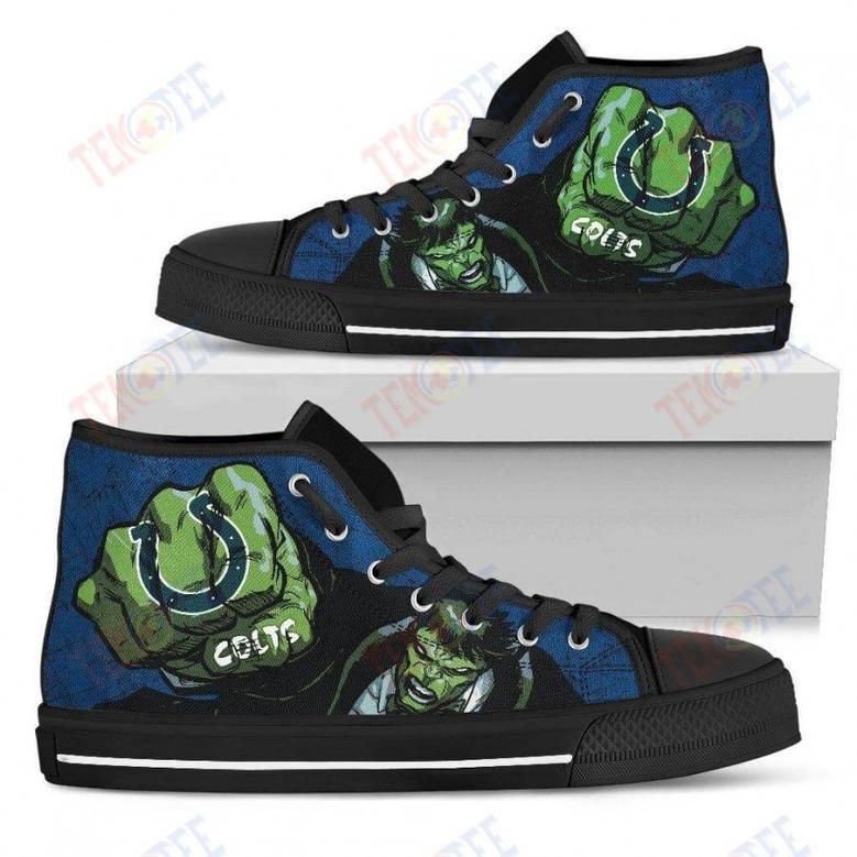 Mens Womens Indianapolis Colts High Top Shoes Hulk Punch Printable