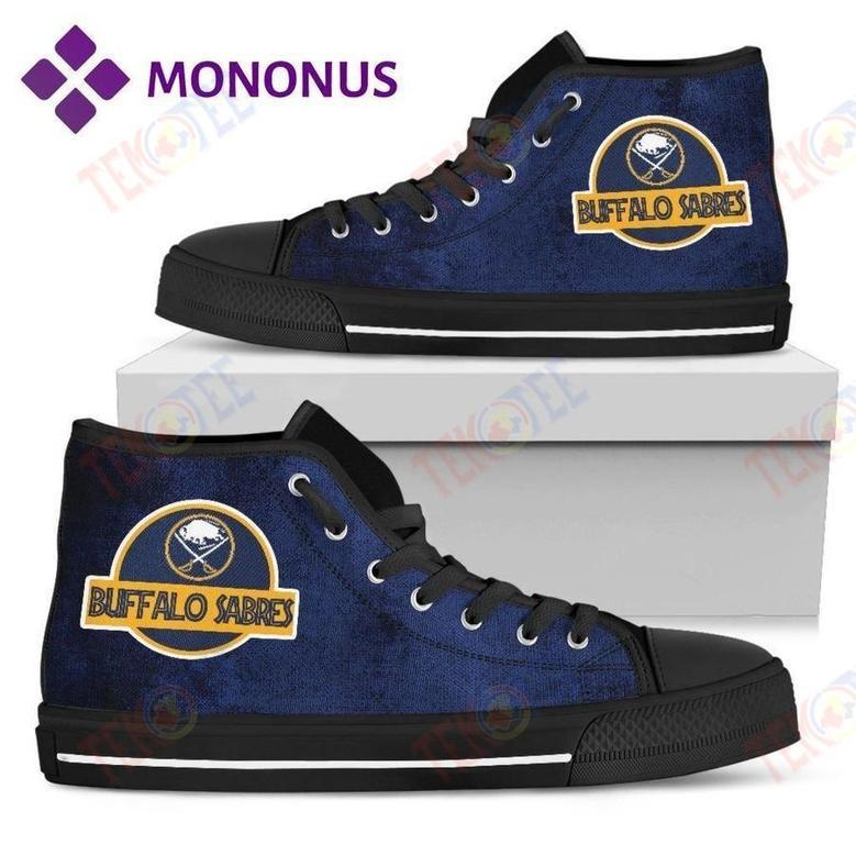 Mens Womens Jurassic Park Buffalo Sabres High Top Shoes Black