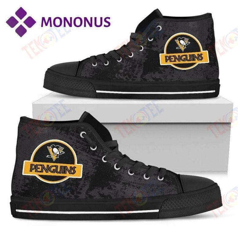 Mens Womens Jurassic Park Pittsburgh Penguins High Top Shoes Black