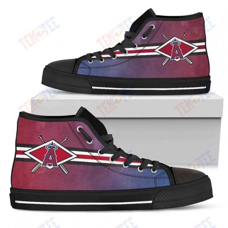 Mens Womens Los Angeles Angels High Top Shoes Double Stick Check Shoes