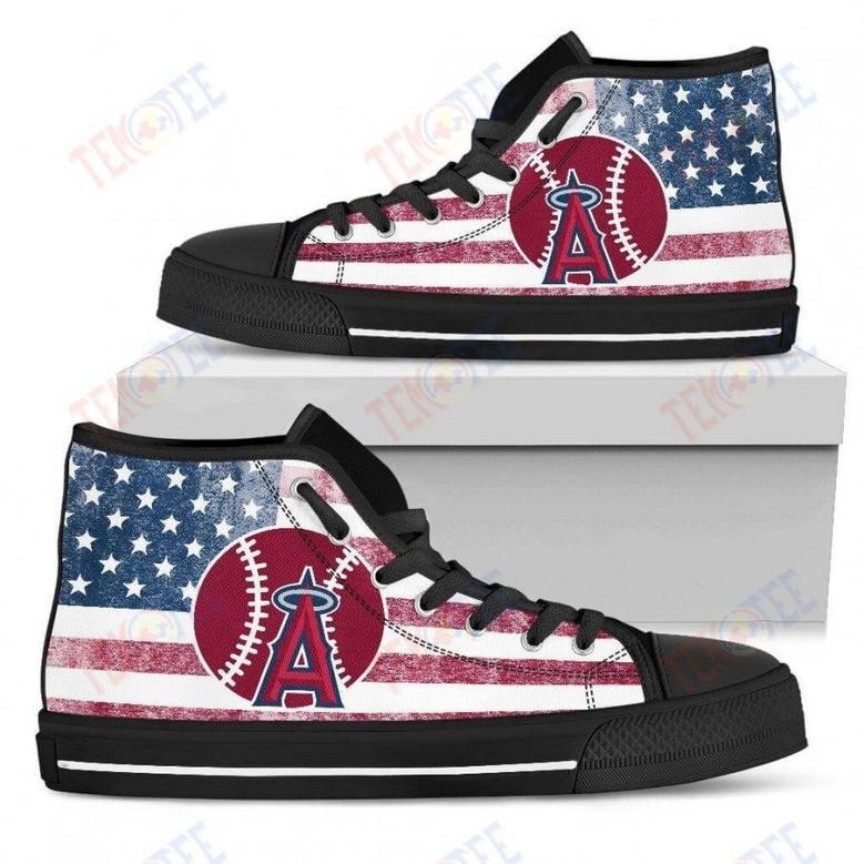 Mens Womens Los Angeles Angels High Top Shoes Flag Rugbytop Quality