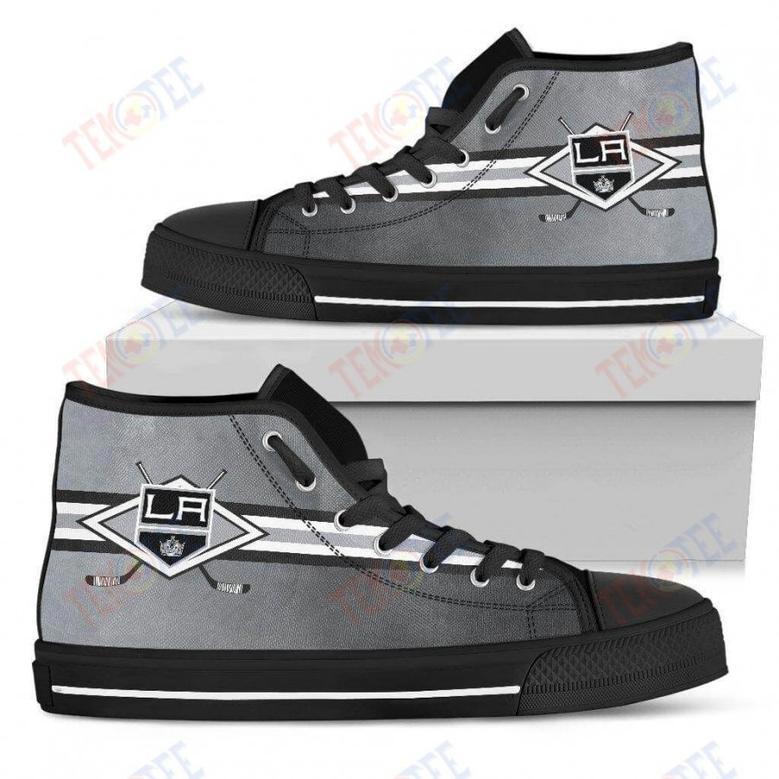 Mens Womens Los Angeles Kings High Top Shoes Double Stick Check Shoes