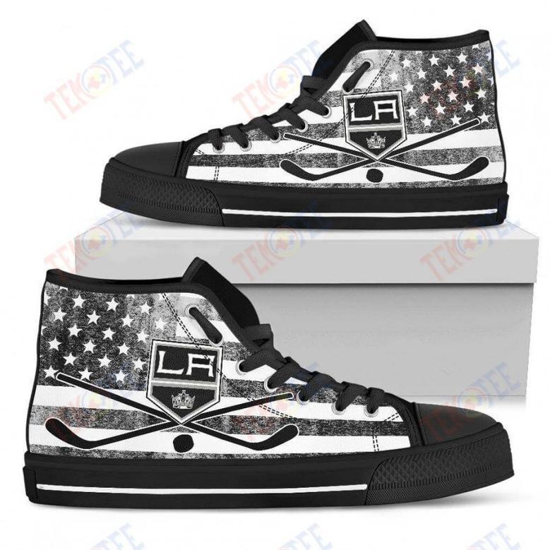 Mens Womens Los Angeles Kings High Top Shoes Flag Rugbytop Quality