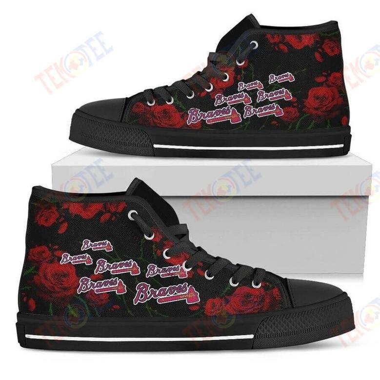 Mens Womens Lovely Rose Thorn Incredible Atlanta Braves High Top Shoes