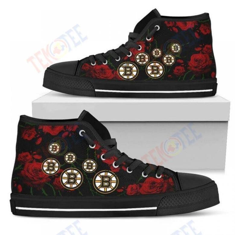 Mens Womens Lovely Rose Thorn Incredible Boston Bruins High Top Shoes