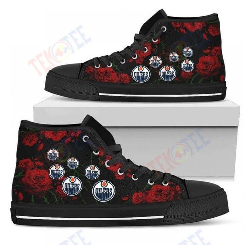 Mens Womens Lovely Rose Thorn Incredible Edmonton Oilers High Top Shoes